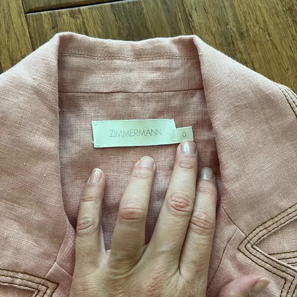 Zimmermann Moonshine cuffed jumpsuit in pink linen - Picture 3 of 4
